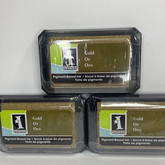 Inkadinkado Pigment Based Ink Stamp Pad Gold Set of 3 Crafts - Picture 1 of 13